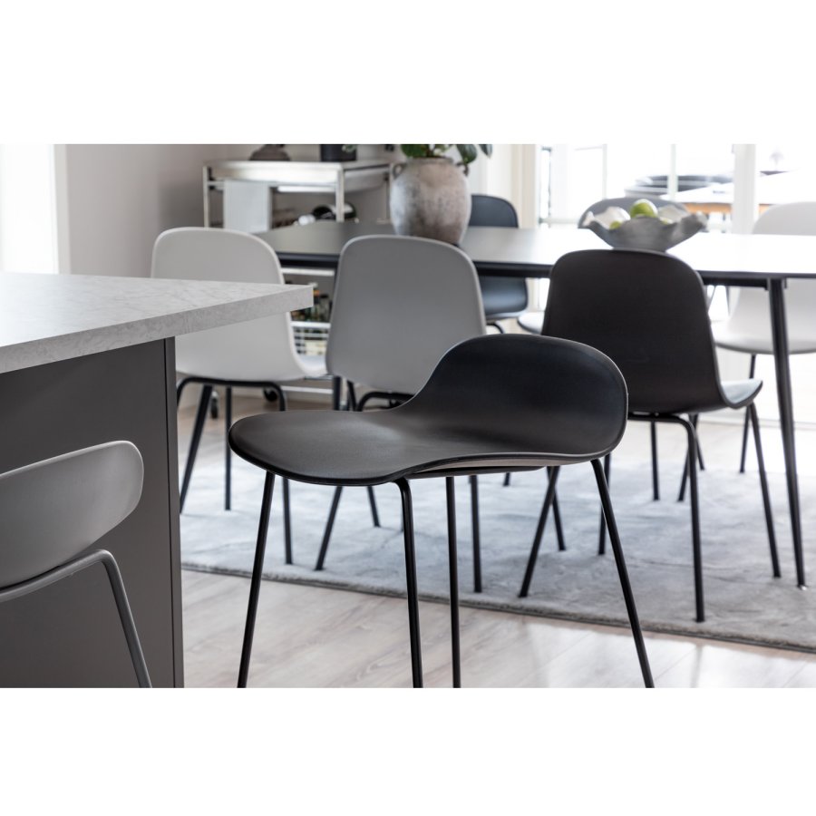 VENTURE DESIGN Wave barstol, med ryggsttte og fotsttte - gr plast og gr metall