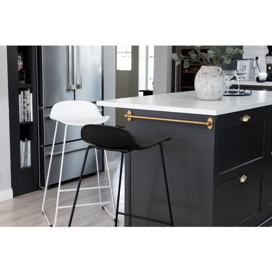 VENTURE DESIGN Wave barstol, med ryggsttte og fotsttte - gr plast og gr metall