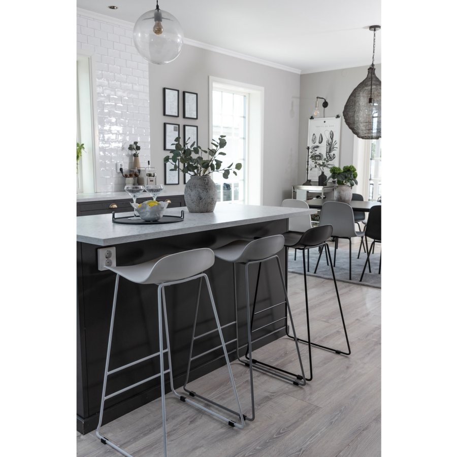 VENTURE DESIGN Wave barstol, med ryggsttte og fotsttte - gr plast og gr metall