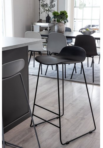 VENTURE DESIGN Wave barstol, med ryggstöd och fotstöd - vit plast och vit metall