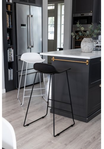 VENTURE DESIGN Wave barstol, med ryggstöd och fotstöd - vit plast och vit metall