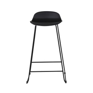 VENTURE DESIGN Wave barstol, med ryggstöd och fotstöd - svart plast och svart metall