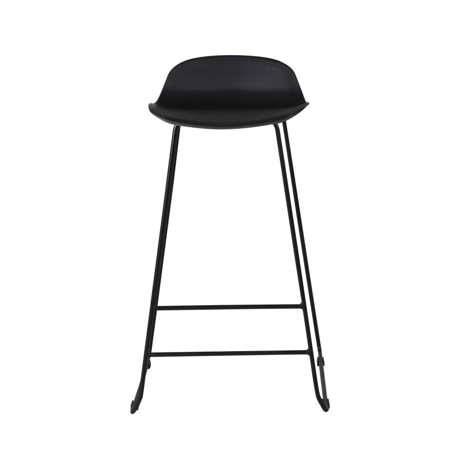 VENTURE DESIGN Wave barstol, med ryggstöd och fotstöd - svart plast och svart metall