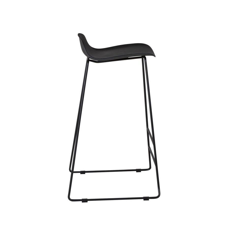 VENTURE DESIGN Wave barstol, med ryggstöd och fotstöd - svart plast och svart metall