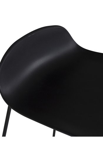 VENTURE DESIGN Wave barstol, med ryggstöd och fotstöd - svart plast och svart metall