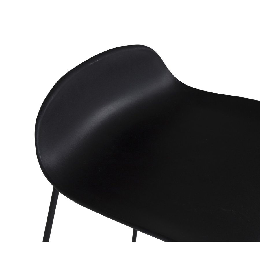 VENTURE DESIGN Wave barstol, med ryggstöd och fotstöd - svart plast och svart metall