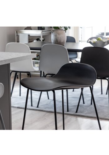 VENTURE DESIGN Wave barstol, med ryggstöd och fotstöd - svart plast och svart metall