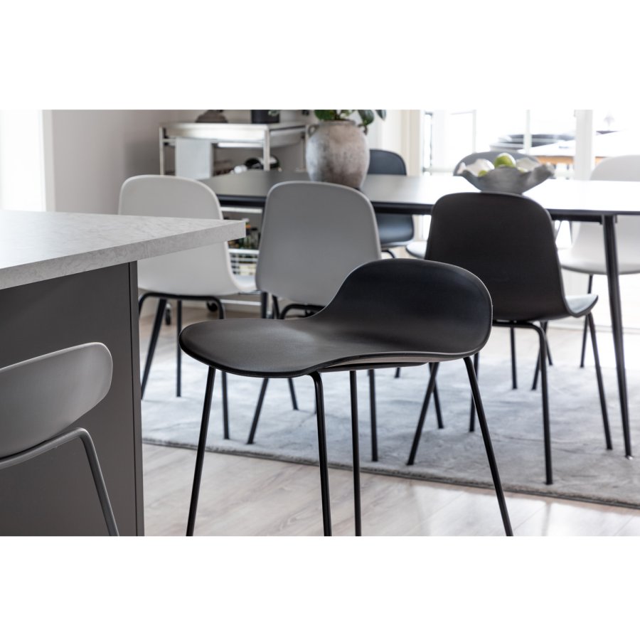 VENTURE DESIGN Wave barstol, med ryggstöd och fotstöd - svart plast och svart metall