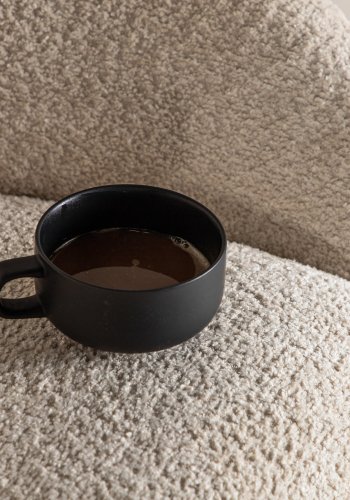 VENTURE DESIGN Velvet barstol, m. rygln og fodsttte - hvid bamsestof og sort stl