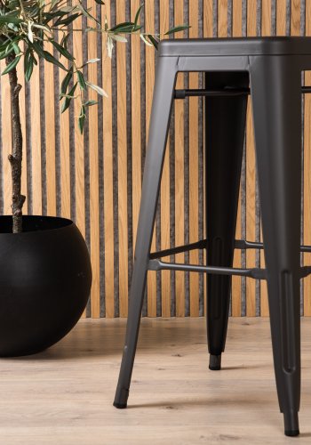 VENTURE DESIGN Tempe barstol, med fotsttte - mrk grtt stl