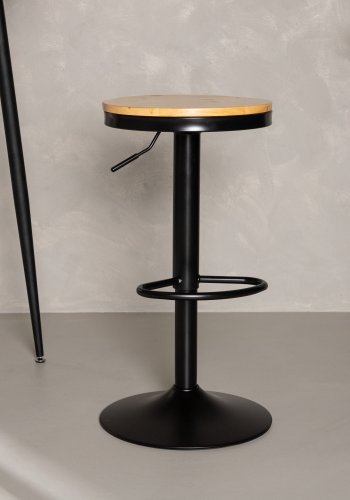 VENTURE DESIGN Conway barkrakk, hydejusterbar, med fotsttte - naturlig MDF og svart stl