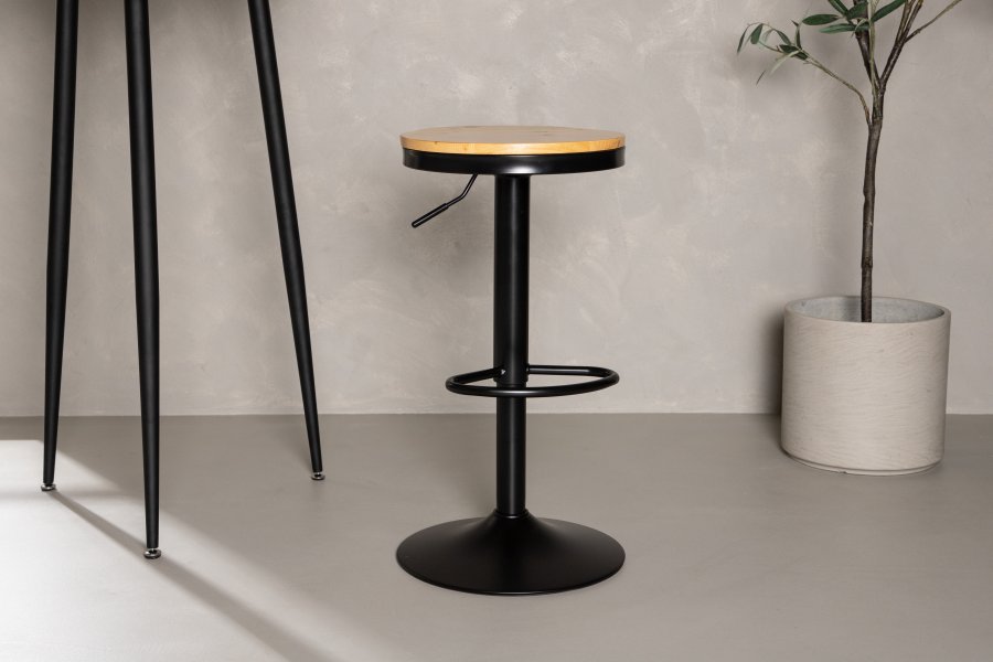 VENTURE DESIGN Conway barkrakk, hydejusterbar, med fotsttte - naturlig MDF og svart stl