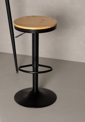 VENTURE DESIGN Conway barkrakk, hydejusterbar, med fotsttte - naturlig MDF og svart stl