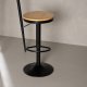 VENTURE DESIGN Conway barkrakk, hydejusterbar, med fotsttte - naturlig MDF og svart stl