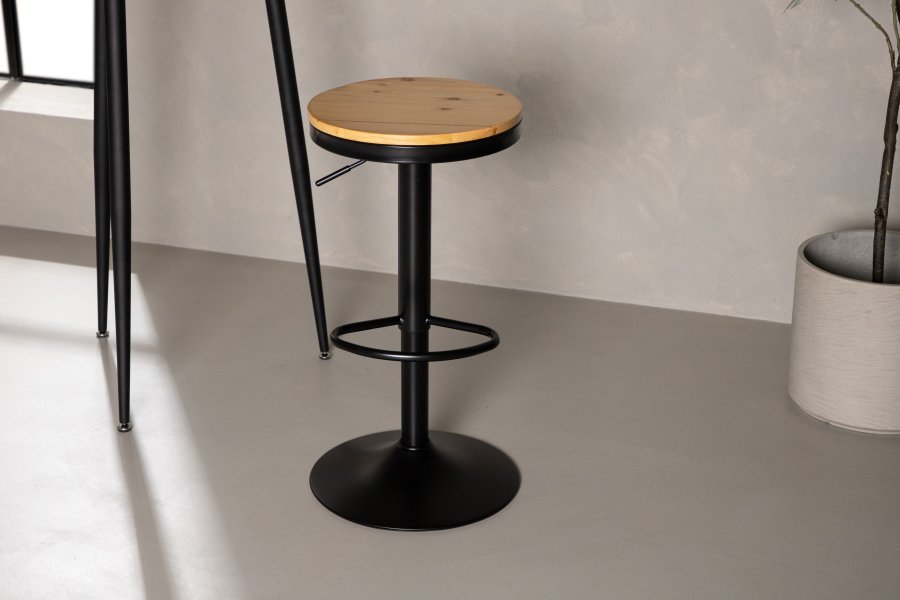 VENTURE DESIGN Conway barkrakk, hydejusterbar, med fotsttte - naturlig MDF og svart stl