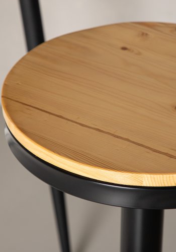 VENTURE DESIGN Conway barkrakk, hydejusterbar, med fotsttte - naturlig MDF og svart stl