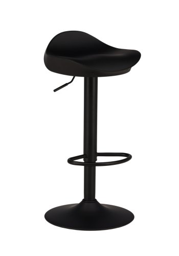 VENTURE DESIGN Adesto Barhocker, mit Fußstütze – mattschwarzer Kunststoff und schwarzer Stahl