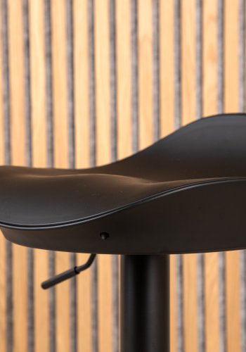 VENTURE DESIGN Adesto Barhocker, mit Fußstütze – mattschwarzer Kunststoff und schwarzer Stahl