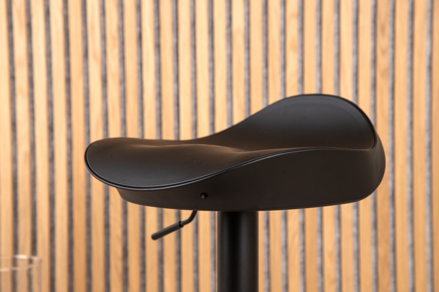 VENTURE DESIGN Adesto Barhocker, mit Fußstütze – mattschwarzer Kunststoff und schwarzer Stahl