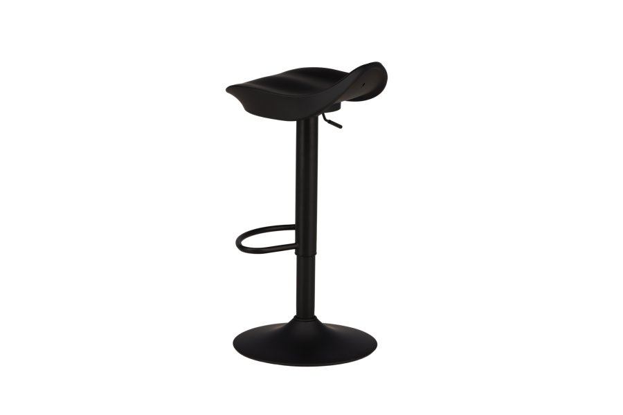 VENTURE DESIGN Adesto Barhocker, mit Fußstütze – mattschwarzer Kunststoff und schwarzer Stahl