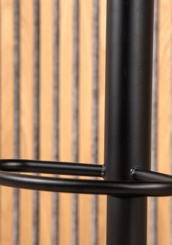 VENTURE DESIGN Adesto Barhocker, mit Fußstütze – mattschwarzer Kunststoff und schwarzer Stahl