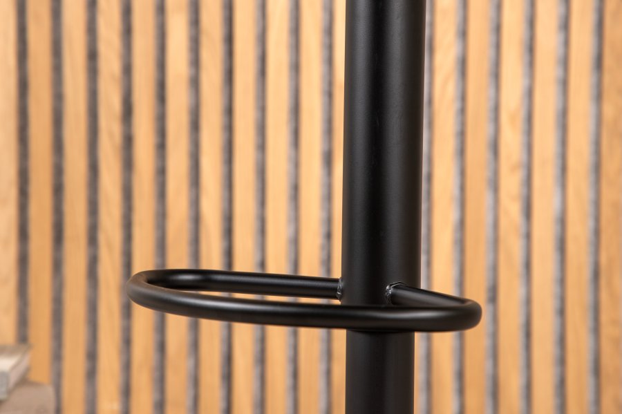 VENTURE DESIGN Adesto Barhocker, mit Fußstütze – mattschwarzer Kunststoff und schwarzer Stahl