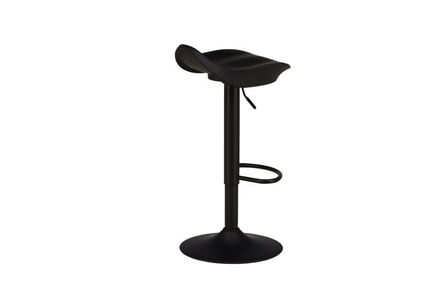 VENTURE DESIGN Adesto Barhocker, mit Fußstütze – mattschwarzer Kunststoff und schwarzer Stahl