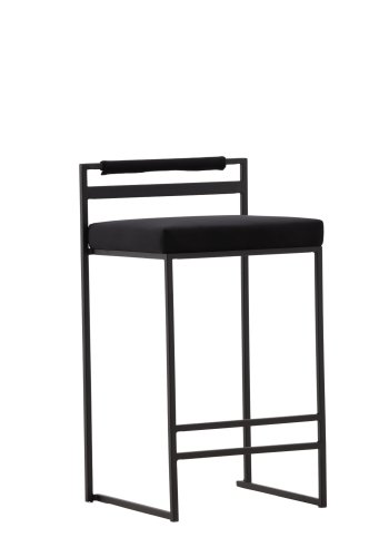 VENTURE DESIGN Opelika barkrakk, med ryggsttte og fotsttte - svart flyel og svart stl