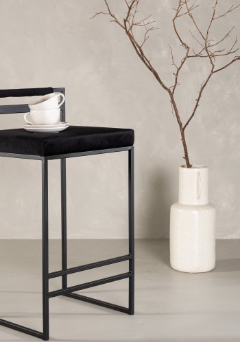 VENTURE DESIGN Opelika barkrakk, med ryggsttte og fotsttte - svart flyel og svart stl