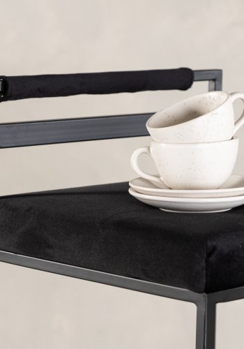 VENTURE DESIGN Opelika barkrakk, med ryggsttte og fotsttte - svart flyel og svart stl