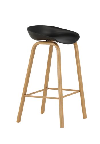 VENTURE DESIGN Decatur barstol, med ryggsttte og fotsttte - svart polypropylen og naturstl