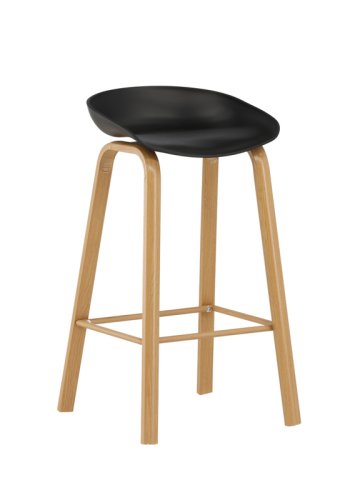 VENTURE DESIGN Decatur barstol, med ryggsttte og fotsttte - svart polypropylen og naturstl