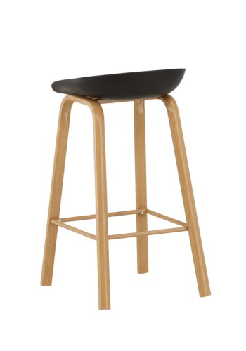 VENTURE DESIGN Decatur barstol, med ryggsttte og fotsttte - svart polypropylen og naturstl