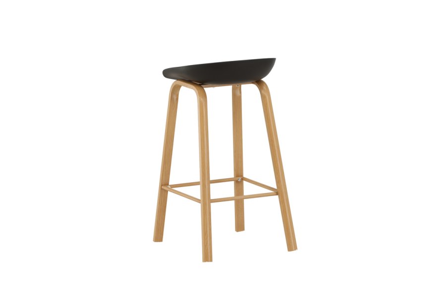 VENTURE DESIGN Decatur barstol, med ryggsttte og fotsttte - svart polypropylen og naturstl