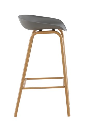 VENTURE DESIGN Decatur barstol, med ryggsttte og fotsttte - gr polypropylen og naturstl