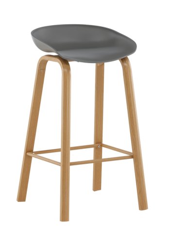 VENTURE DESIGN Decatur barstol, med ryggsttte og fotsttte - gr polypropylen og naturstl