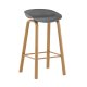 VENTURE DESIGN Decatur barstol, med ryggsttte og fotsttte - gr polypropylen og naturstl