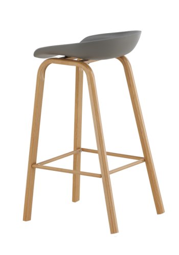 VENTURE DESIGN Decatur barstol, med ryggsttte og fotsttte - gr polypropylen og naturstl