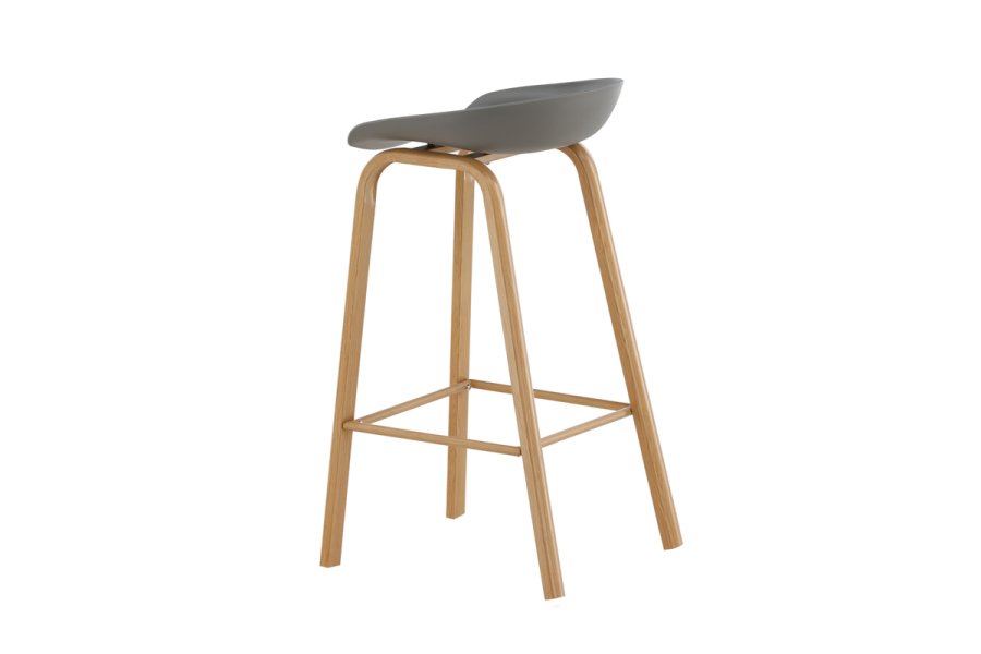 VENTURE DESIGN Decatur barstol, med ryggsttte og fotsttte - gr polypropylen og naturstl