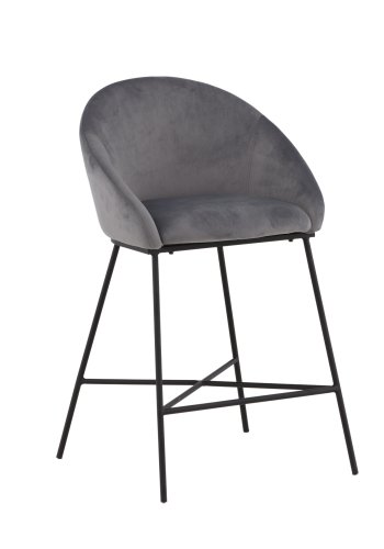 VENTURE DESIGN Velvet barkrakk, med ryggsttte, armlener, fotsttte - mrkegr flyel og svart stl