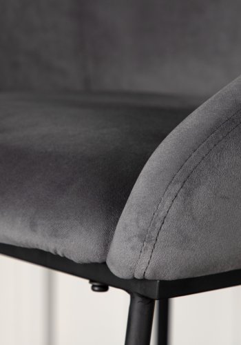 VENTURE DESIGN Velvet barkrakk, med ryggsttte, armlener, fotsttte - mrkegr flyel og svart stl