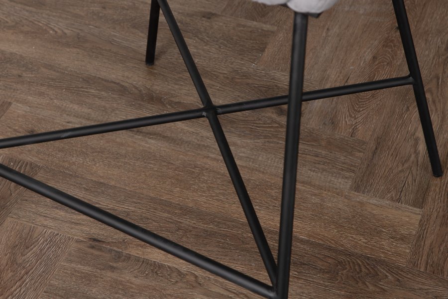 VENTURE DESIGN Velvet barkrakk, med ryggsttte, armlener, fotsttte - mrkegr flyel og svart stl