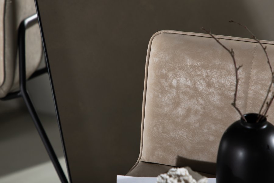 VENTURE DESIGN Bisbee barkrakk, med ryggsttte og fotsttte - beige mikrofiber og svart stl