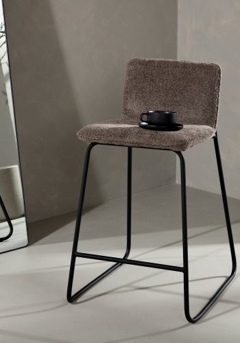 VENTURE DESIGN Bisbee barkrakk, med ryggsttte og fotsttte - mrkegr mikrofiber og svart stl