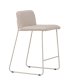 VENTURE DESIGN Bisbee Barhocker, mit Rückenlehne und Fußstütze – beigefarbener Bouclé-Stoff und Stahl