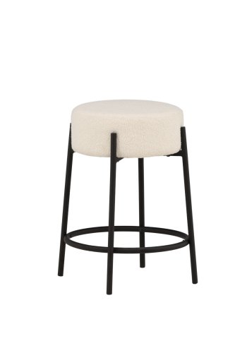 VENTURE DESIGN Tucson barstol, med fotsttte - hvit bouclé-stoff og sort stl