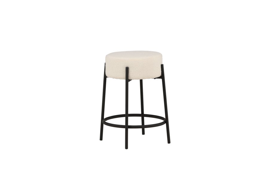 VENTURE DESIGN Tucson barstol, med fotsttte - hvit bouclé-stoff og sort stl