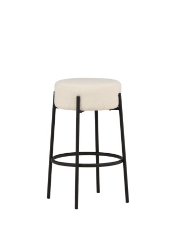 VENTURE DESIGN Tucson barstol, med fotsttte - hvit bouclé-stoff og sort stl