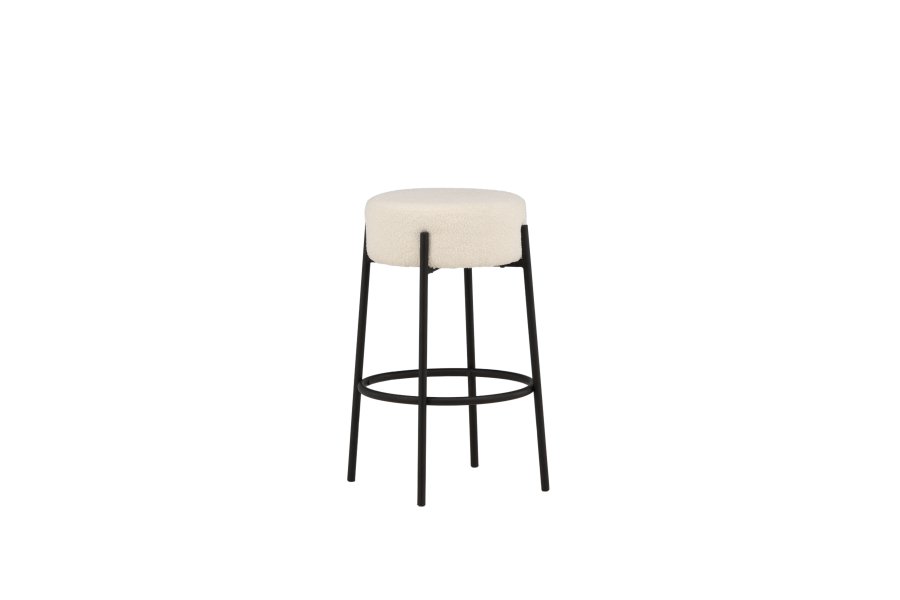 VENTURE DESIGN Tucson barstol, med fotsttte - hvit bouclé-stoff og sort stl