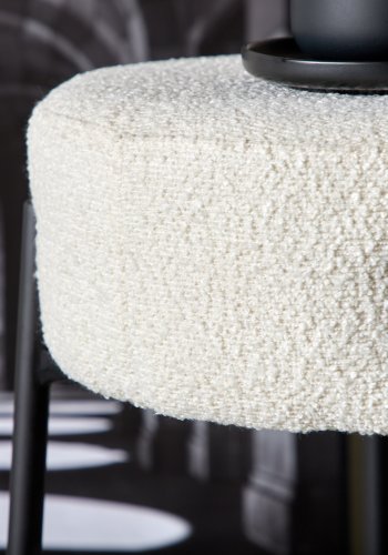 VENTURE DESIGN Tucson barstol, med fotsttte - hvit bouclé-stoff og sort stl